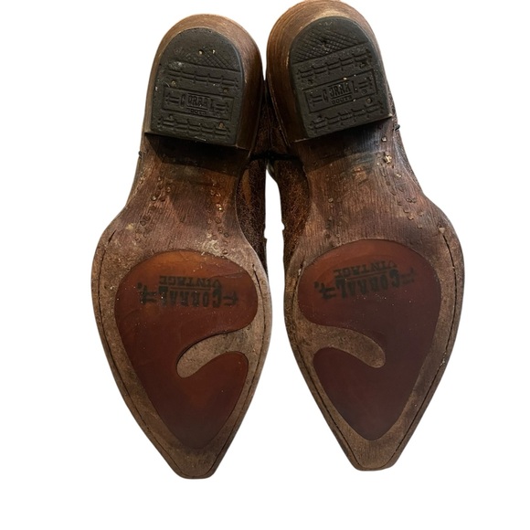 Corral Boots Brown Distressed Lizard Inlay Snip Toe style C2118, Sz 7 - Picture 15 of 16